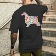 イングリッシュコッカースパニエル水彩フラワーデザイン。 メンズTシャツ バックプリント 彼への贈り物