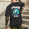 オズワルドラビット ヴィンテージ 漫画 バニー ハッピー ティール メンズTシャツ バックプリント 彼への贈り物