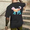 オーストラリア ラブラドゥードル 自然 ハイキング 犬 日の出 アドベンチャー メンズTシャツ バックプリント 彼への贈り物