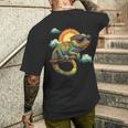 カメレオン 動物 グラフィック サングラス アートワーク カメレオン メンズTシャツ バックプリント 彼への贈り物