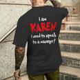 カレンハロウィンコスチューム-面白いと言ってマネージャーに話しかける メンズTシャツ バックプリント 彼への贈り物