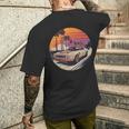 クラシック マッスルカー レトロ ビンテージ スタイル ビーチ サンセット メンズTシャツ バックプリント 彼への贈り物