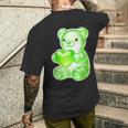 グミベア キャンディ ハート グリーン メンズTシャツ バックプリント 彼への贈り物