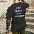 グリッチ ダブステップ レイブ ホットガールズラブデザイン メンズTシャツ バックプリント 彼への贈り物