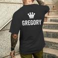 グレゴリー・ザ・キングクラウン・アンド・ネーム・デザインメン・コールド・グレゴリー メンズTシャツ バックプリント 彼への贈り物