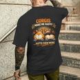 コーギー ミーム 犬 コーギー 犬 態度 スリーピーコーギー メンズTシャツ バックプリント 彼への贈り物