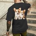 コーギー子犬 長袖tシャツ メンズTシャツ バックプリント 彼への贈り物
