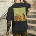 ゴッホ ひまわり おもしろい 猫 アート 絵画 メンズTシャツ バックプリント 彼への贈り物