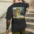 ゴッホ ひまわりの黒猫 絵画アート メンズTシャツ バックプリント 彼への贈り物