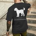 ゴールデンドゥードル 犬 ホワイト シルエット メンズTシャツ バックプリント 彼への贈り物