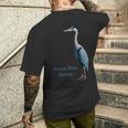 サギの鳥シャツ グレートブルーサギ 鳥類学 メンズTシャツ バックプリント 彼への贈り物
