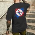 サッカーボール 韓国国旗付き メンズTシャツ バックプリント 彼への贈り物