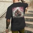 サムライ アフロ アフリカ 瞑想 桜の下 メンズTシャツ バックプリント 彼への贈り物