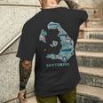 サントリーニ島 ギリシャ 地図 ギリシャ柄 旅行 休暇 メンズTシャツ バックプリント 彼への贈り物