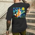 シバイヌ 面白いtシャツ 柴犬 犬 ゴッホ 星月夜 かわいい メンズ 子供 おもしろ 服 グッズ ネタ メンズTシャツ バックプリント 彼への贈り物