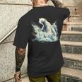 シロクマ 海洋哺乳類 アートワーク 海洋 シロクマモチーフ メンズTシャツ バックプリント 彼への贈り物