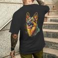 ジャーマンシェパード 犬 モチーフ ペット イラスト ジャーマンシェパード メンズTシャツ バックプリント 彼への贈り物