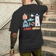 ジョーズシャークライトハウスオルカボートポリス メンズTシャツ バックプリント 彼への贈り物