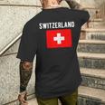 スイス国旗 スイス国地図フラッグ メンズTシャツ バックプリント 彼への贈り物