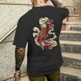 タトゥースタイル 伝統的な日本の虎 中国新年 メンズTシャツ バックプリント 彼への贈り物