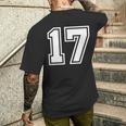 チームジャージーナンバー＃17スポーツギフト メンズTシャツ バックプリント 彼への贈り物