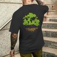 ツリー世界地図自然愛好家アーボリスト庭師 メンズTシャツ バックプリント 彼への贈り物
