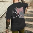 デヴィッド・ボウイ Let's Dance ピンクとグレー メンズTシャツ バックプリント 彼への贈り物