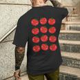 トマト柄 かわいい ハッピー トマト フルーツ ビーガン フルータリアン メンズTシャツ バックプリント 彼への贈り物