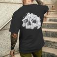 ドクロ 猫 面白い ハロウィン 漫画 子猫 メンズTシャツ バックプリント 彼への贈り物