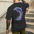 ドルフィンダイバー イルカ 海 かわいい イルカ イルカ メンズTシャツ バックプリント 彼への贈り物
