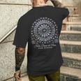 ノートルダム大聖堂 ローズウィンドウ メンズTシャツ バックプリント 彼への贈り物