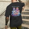 ノートルダム大聖堂 水彩画 メンズTシャツ バックプリント 彼への贈り物