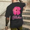ハイビスカス Aloha アロハ《赤》（ハワイ・南国・フラダンス）夏 かわいい メンズTシャツ バックプリント 彼への贈り物