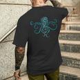 ハワイ トライバル オクトパス トカゲ ハワイアン タコ好き メンズTシャツ バックプリント 彼への贈り物