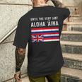 ハワイ国旗 最後までアロハアイナ、マウナケア メンズTシャツ バックプリント 彼への贈り物