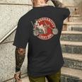 バイク ピンナップガール オールドスクール ロカビリー ラッキーガール メンズTシャツ バックプリント 彼への贈り物