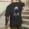 パンダ 演奏 クラリネット リアル 長袖tシャツ メンズTシャツ バックプリント 彼への贈り物