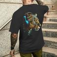 ヒョウ音楽 – 動物愛好家アートヘッドフォン アニマルレオパード メンズTシャツ バックプリント 彼への贈り物