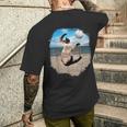 ビーチバレーボールをするシャム猫 メンズTシャツ バックプリント 彼への贈り物
