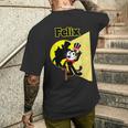 フェリックスブラックキャット漫画シルクハット＆ブロードウェイステージ＆スポットライト メンズTシャツ バックプリント 彼への贈り物
