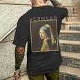 フェルメール 真珠の耳飾りの少女 面白いtシャツ 絵画 アート メンズ 面白い 服 美術 グッズ 油彩画 長袖tシャツ メンズTシャツ バックプリント 彼への贈り物