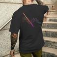 フルート用のフルート付きのカラフルな譜面。 メンズTシャツ バックプリント 彼への贈り物