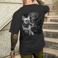 フレンチブルドッグ 喫煙犬 ライター モノクロアート 長袖tシャツ メンズTシャツ バックプリント 彼への贈り物