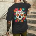 フローラルシュガースカル 死者の日 ヒッピー メンズTシャツ バックプリント 彼への贈り物