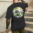 フードデリバリー パンダ おもしろ デリバリースタッフ 配達員 出前 和風 動物 メンズTシャツ バックプリント 彼への贈り物