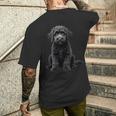 ブラックラブラドゥードル犬のアートデザイン。 長袖tシャツ メンズTシャツ バックプリント 彼への贈り物