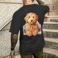 ブランキー付きのかわいいゴールデンドゥードル犬 メンズTシャツ バックプリント 彼への贈り物