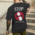 プラスチック汚染環境係派を止める メンズTシャツ バックプリント 彼への贈り物