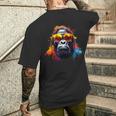 ヘッドフォンとサングラスをかけたdjモンキー音楽パーティーモンキー メンズTシャツ バックプリント 彼への贈り物