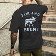 ヘラジカ フィンランド国旗 メンズTシャツ バックプリント 彼への贈り物